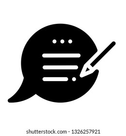 write feedback, glyph black style, seo and business icon