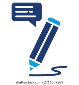Escribir estilo de icono azul plano