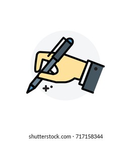 Write hand concept Isolated Line Vector Illustration editable Icon