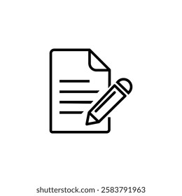 Write icon. Document or notebook with pencil icon. vector illustration