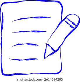 write icon in doodle style. blue line scribble icon