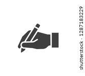 write icon hand with pen isolated on white background