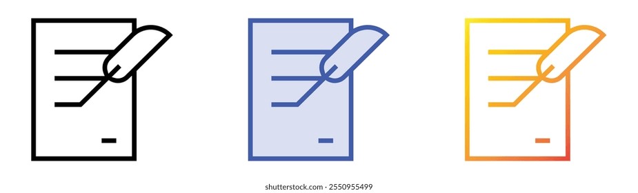 write icon. Linear, Blue Fill and Gradient Style Design Isolated On White Background