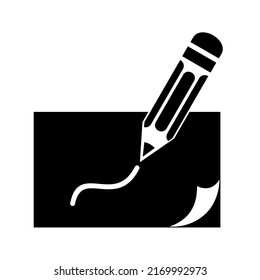 Icono de escritura. Lápiz y hoja de papel. Documento o bloc de notas con icono de lápiz. ilustración vectorial. Icono de logotipo de estilo simple detallado gráfico vectorial aislado
