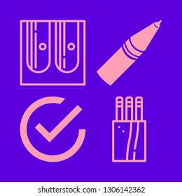 write icon set with check, pencils and pen vector illustration