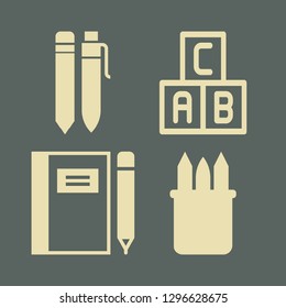 write icon set with notebook and pencil, pen and pencil and pencils vector illustration