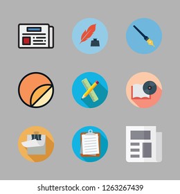 write icon set. vector set about open book, school material, clipboard and newspaper icons set.