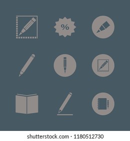 write icon. write vector icons set notebook pencil, open book, discount tag and pencil