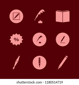 write icon. write vector icons set pen ink, pencil, fountain pen and open book