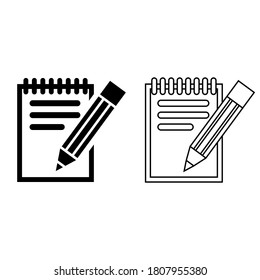 Write icon vector set. writer illustration sign collection. notes symbol.