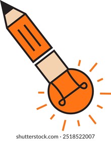 Write ideas with unlimited creativity. Pencil and light bulb icon, a symbol of inspiration that never goes out.