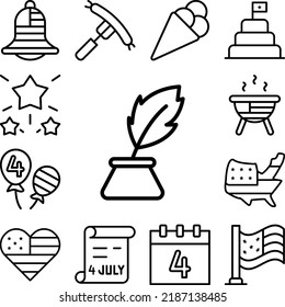 Write ink USA flag icon in a collection with other items