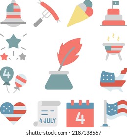 Write ink USA flag icon in a collection with other items