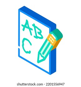 write kid leisure isometric icon vector. write kid leisure sign. isolated symbol illustration