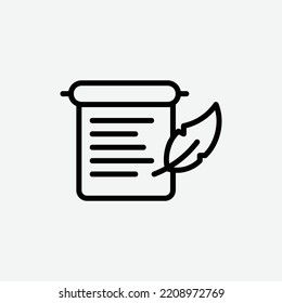  write letter icon, isolated Post Office outline icon in light grey background, perfect for website, blog, logo, graphic design, social media, UI, mobile app