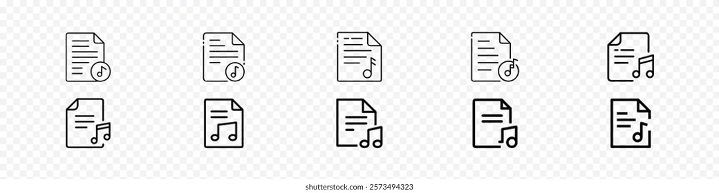 Write Lyrics line icon. Song lyrics or music sheet line icon, Lyrics icons, Document file and music note outline vector icon