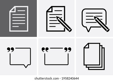 Write and memo Icons set, Vector writing