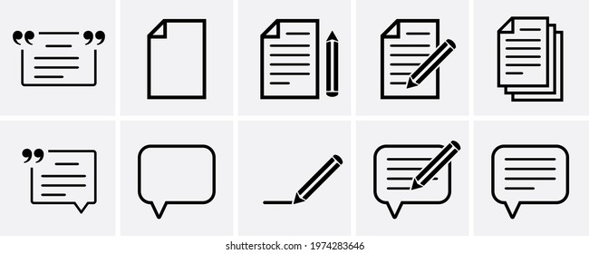 Write and memo Icons set, Vector writing