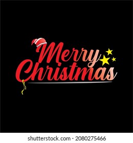 write a merry christmas typography in red with a star decoratio