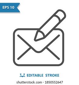 Escribir mensaje - Sobre Con Icono De Lápiz . Icono profesional, perfecto píxel, formato EPS 10.