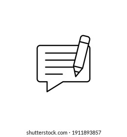 Write message icon in flat black line style, isolated on white 