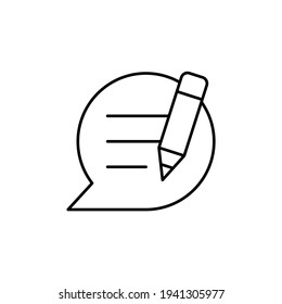 Write message icon in flat black line style, isolated on white 