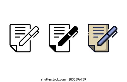 Write message icon. With outline, glyph, and filled outline styles