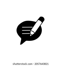 Write message icon   in solid black flat shape glyph icon, isolated on white background 