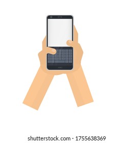 Escribir mensajes. Teclado de teléfono. chat SMS, ilustración vectorial