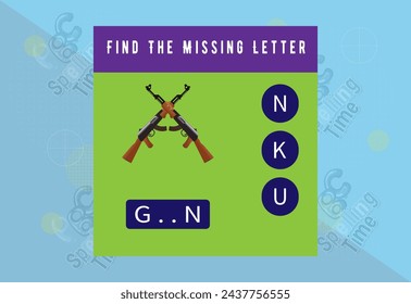 Write missing letter . spelling game for kids. worksheet for kids. free vactor