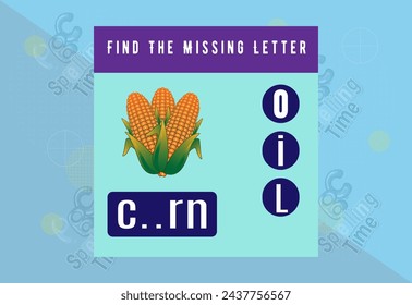 Write missing letter . spelling game for kids. worksheet for kids. free vactor