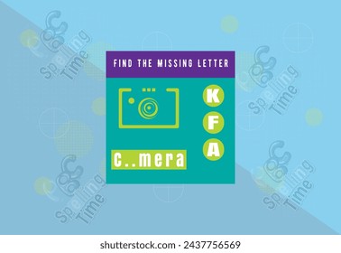 Write missing letter . spelling game for kids. worksheet for kids. free vactor
