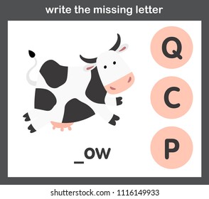 write the missing letter,illustration, vector