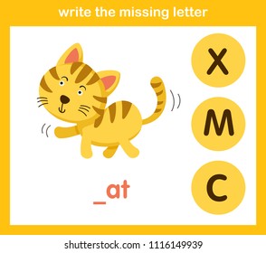 write the missing letter,illustration, vector