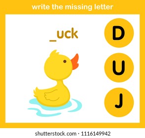 write the missing letter,illustration, vector
