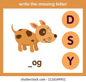 write the missing letter,illustration, vector