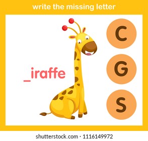 write the missing letter,illustration, vector