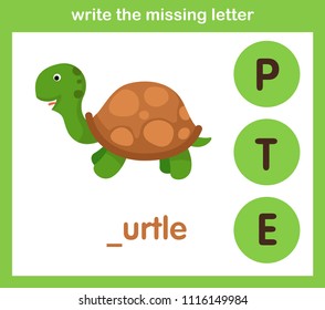 write the missing letter,illustration, vector