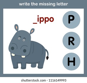 write the missing letter,illustration, vector