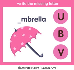 Write The Missing Letter,illustration, Vector