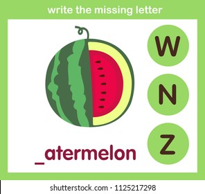 Write The Missing Letter,illustration, Vector