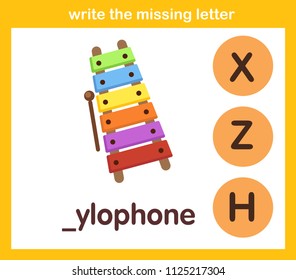 write the missing letter,illustration, vector