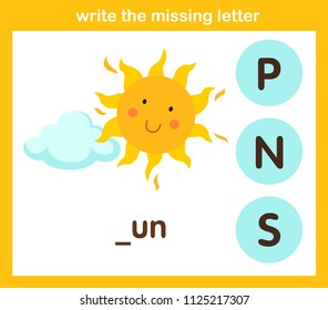 write the missing letter,illustration, vector