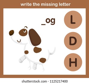 write the missing letter,illustration, vector