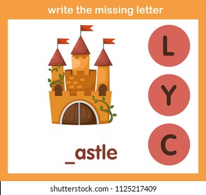 write the missing letter,illustration, vector