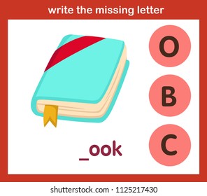 write the missing letter,illustration, vector