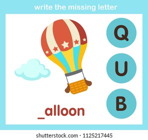 write the missing letter,illustration, vector