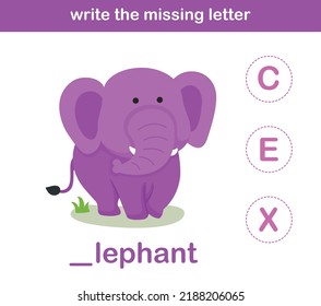 write the missing letter,illustration, vector