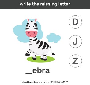 write the missing letter,illustration, vector