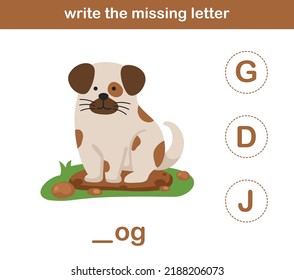 write the missing letter,illustration, vector